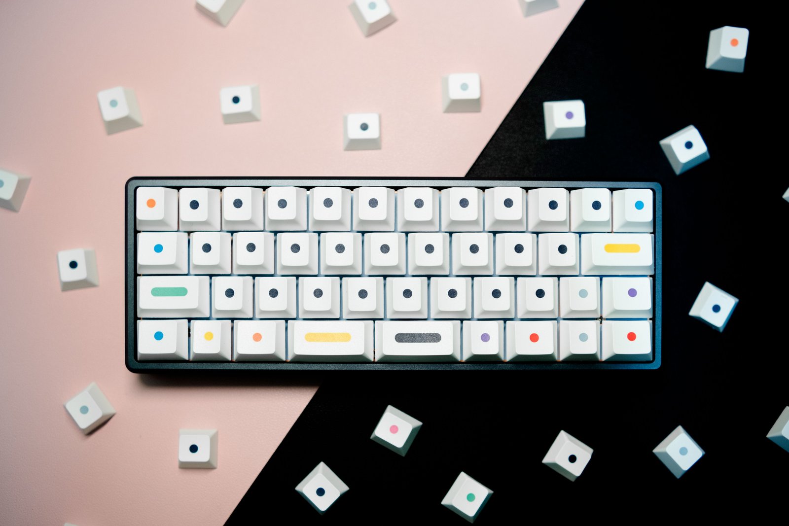 Mechanical keyboard keys representing different switch types and feel