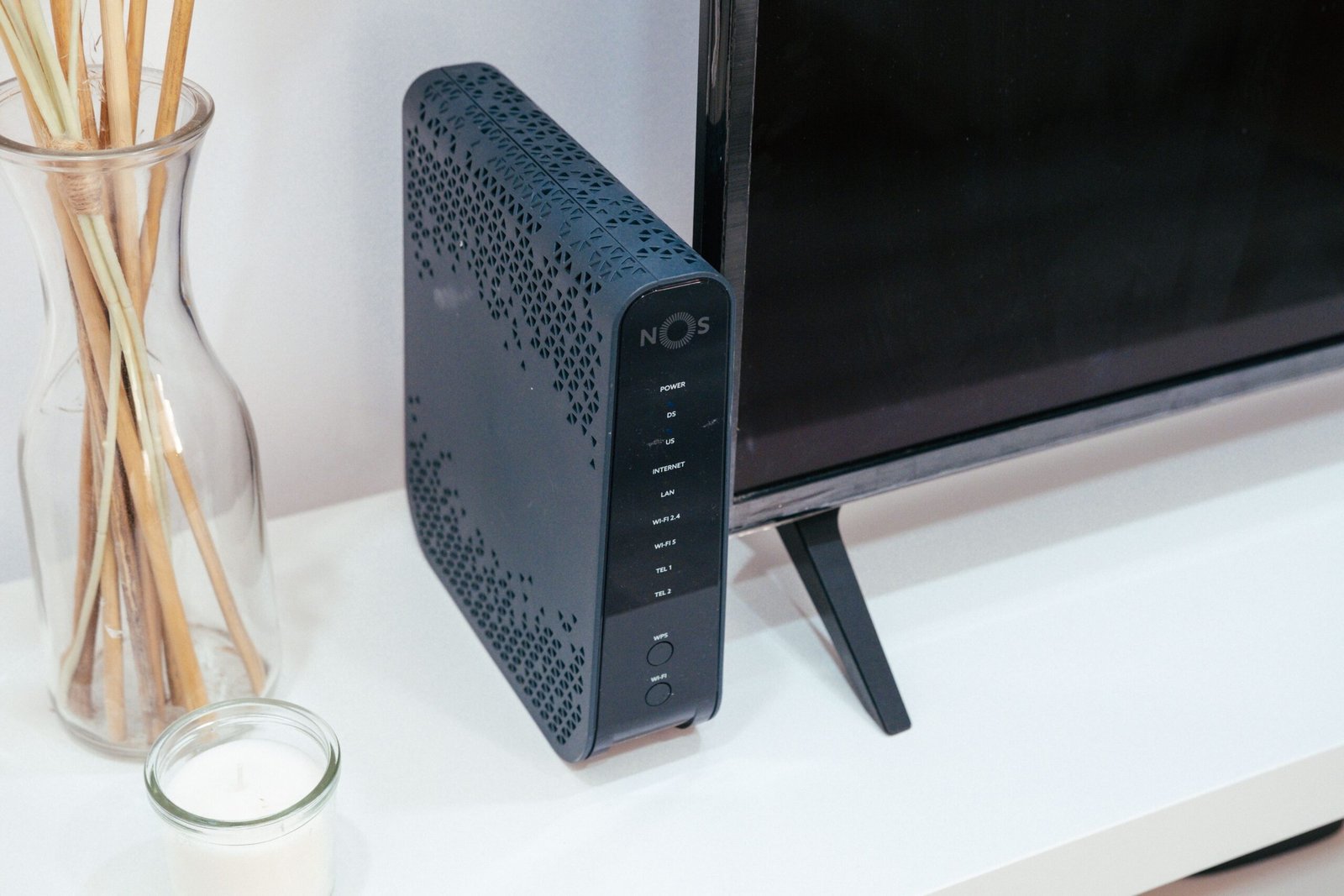 Modern wireless router representing a Wi-Fi 7 home network